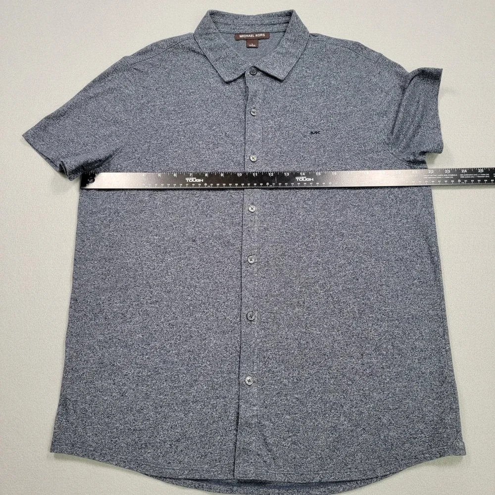 Men's Michael Kors Short Sleeve Button Down Shirt, Large, Blue Heather, PreOwned